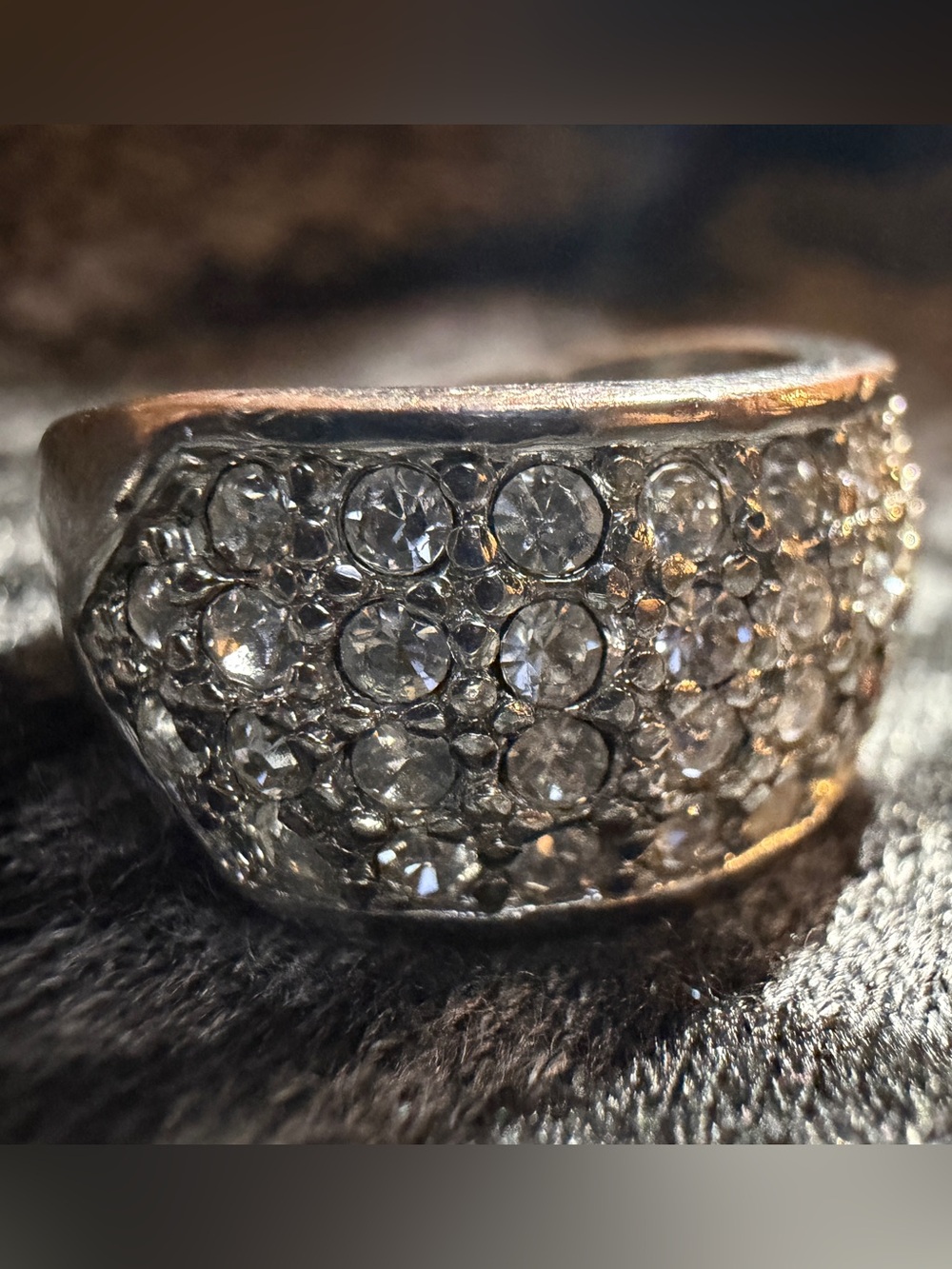 6.5 Silver-tone Partial Pave Crystal Bling Ring